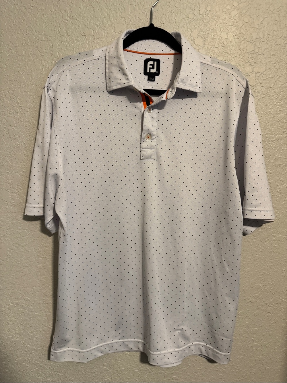 FootJoy Men’s White Performance Polo with Micro Dot Print